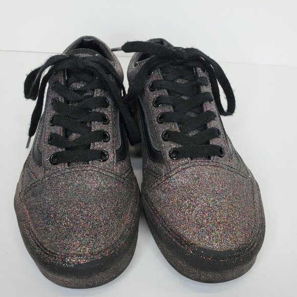 VANS Authentic Rainbow Glitter Black Sparkle Low Top Skate Shoes W 7.5/M 6 - Picture 2 of 11